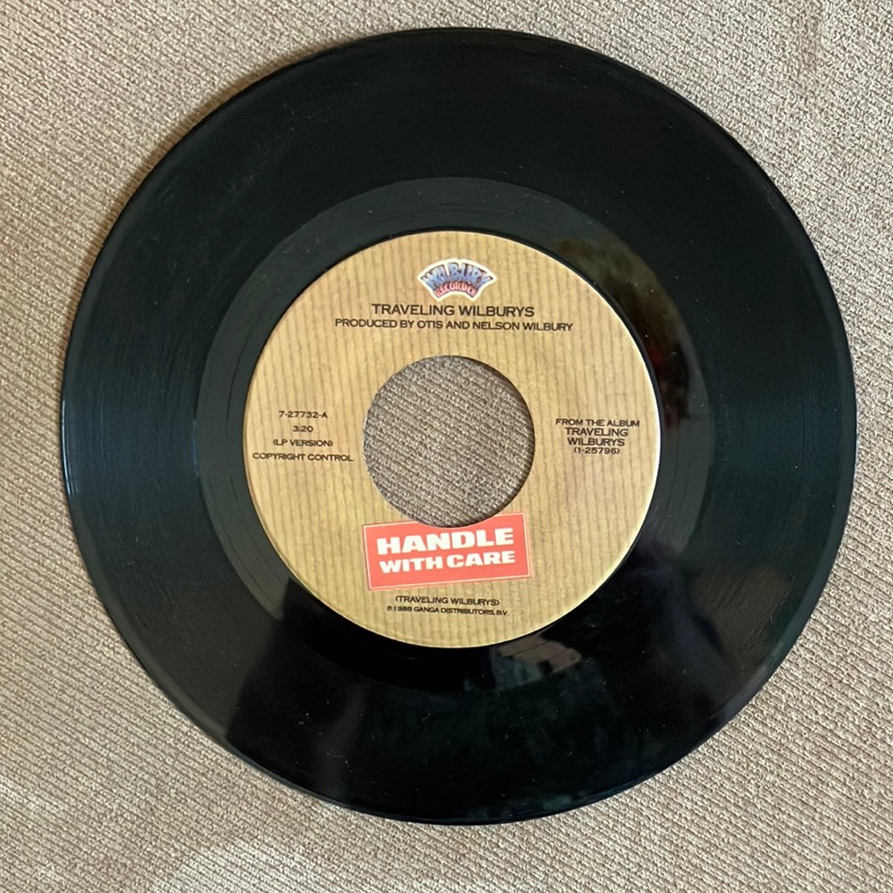 Vintage Collectible 45 rpm vinyl Travelling Willburys Hard to Handle/Margarita